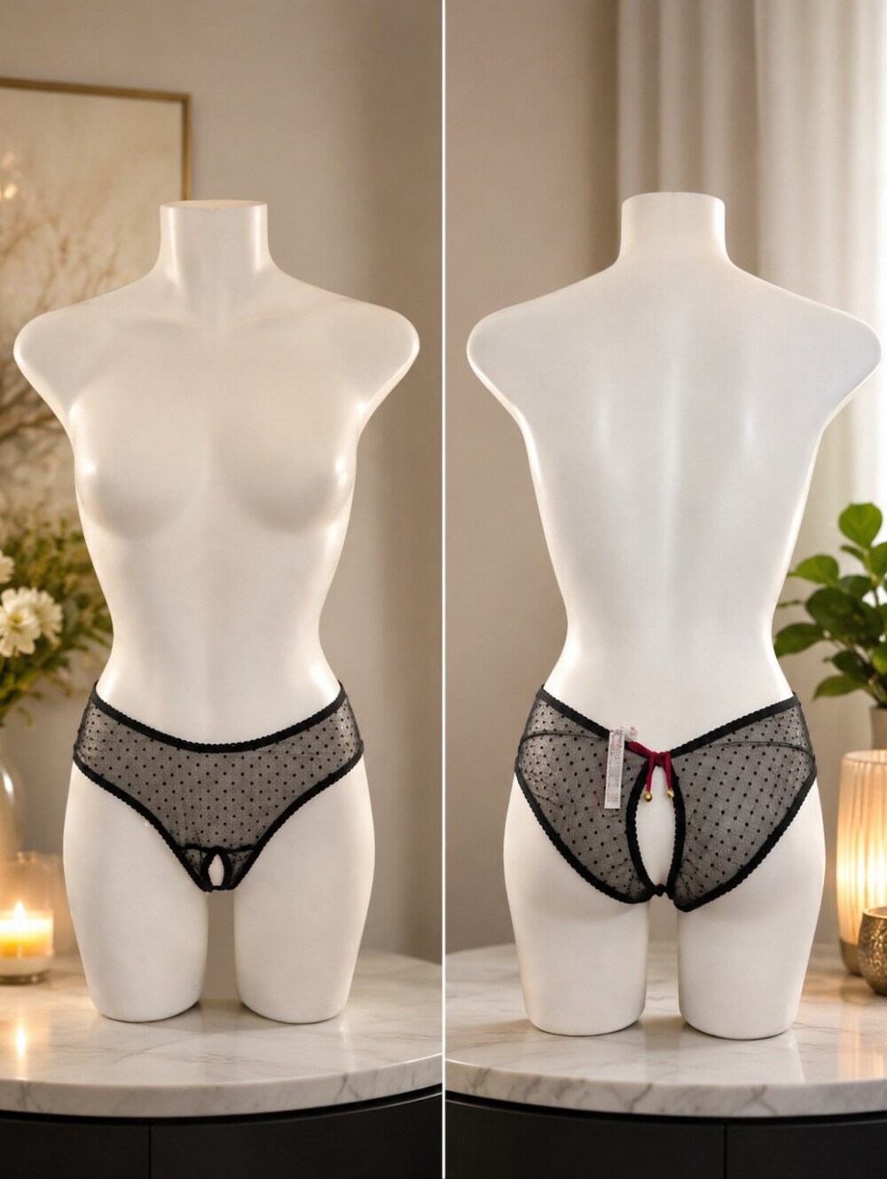 🖤 Victoria’s Secret Black Polka Dot Cheeky Panty – Large – NWT